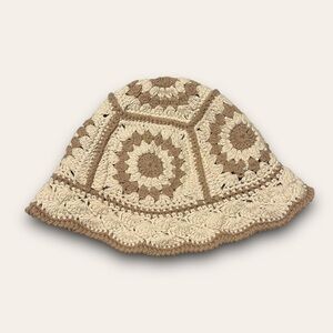Vintage Crochet Granny Square Bucket Hat Cottagecore Grandmacore